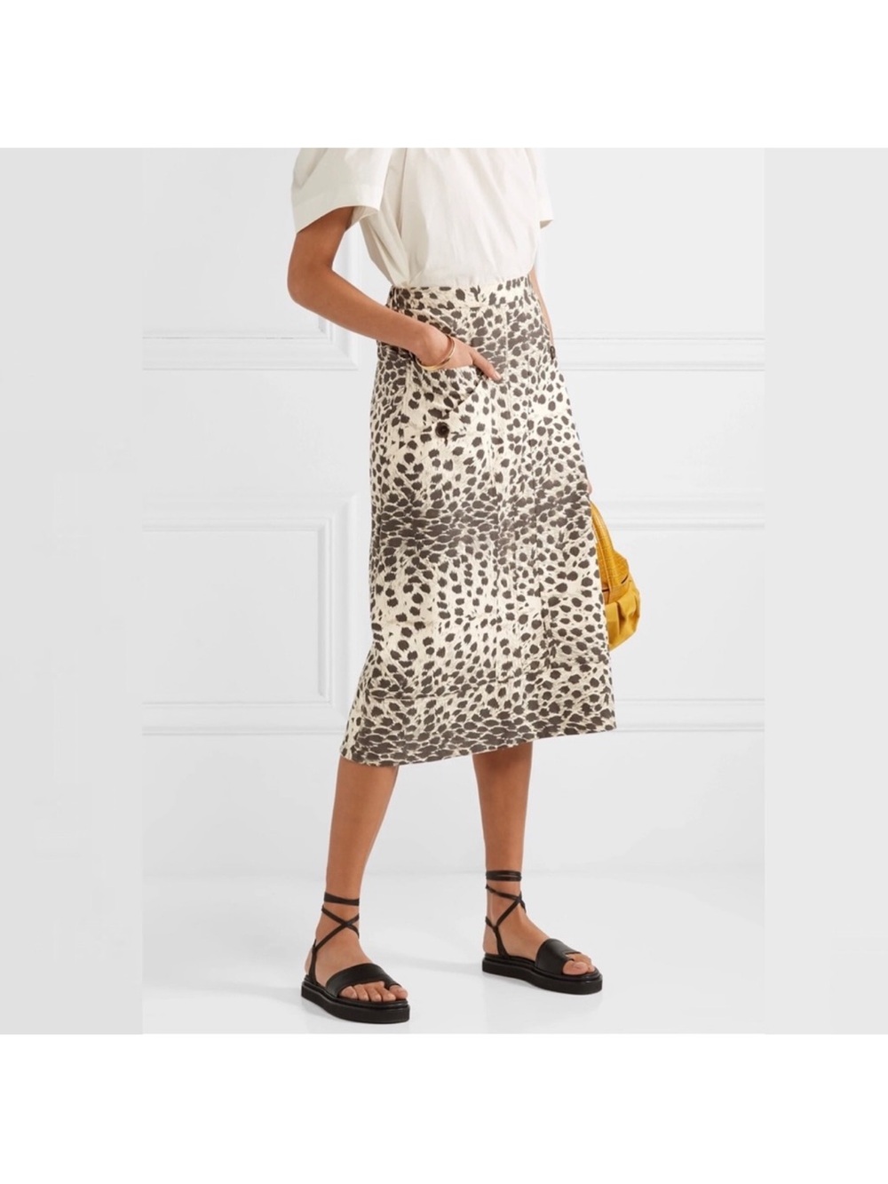 SEA New York Apollo Leopard Print Midi Skirt